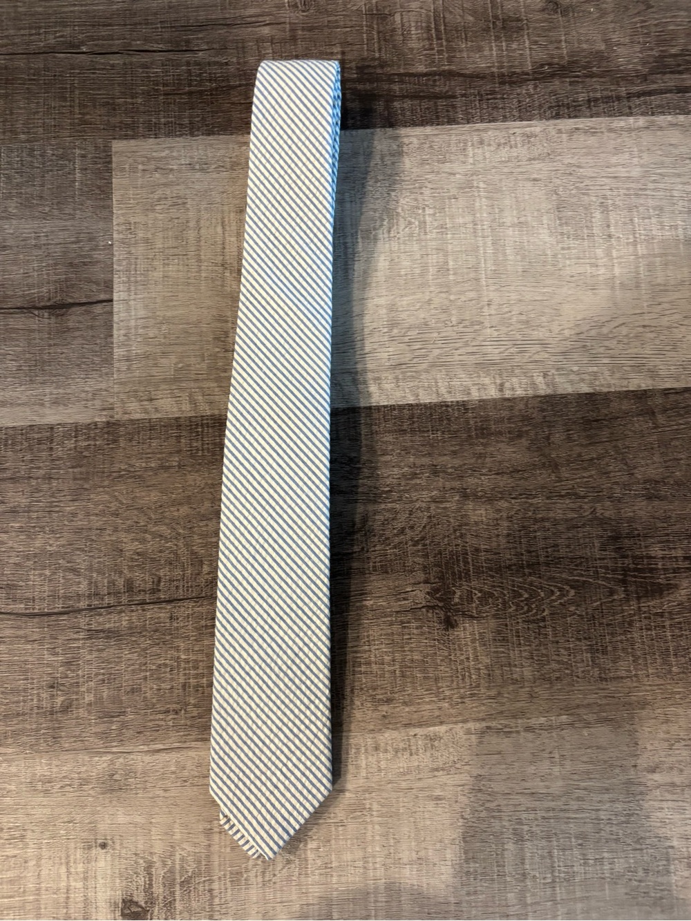 J. Crew Light Blue and White Diagonal Stripe Tie